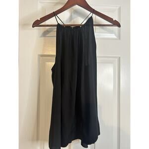 LOFT Outlet Petite LP Black Halter Tank Top Rayon Blend Flowing High Neck